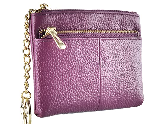 Beurlike Womens RFID Coin Purse Change Wallet Small Leather Card Holder Keychain - color: Purple