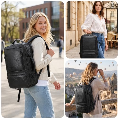 Carry On Backpack, 40L Expandable Travel Backpack, Black - color: Black