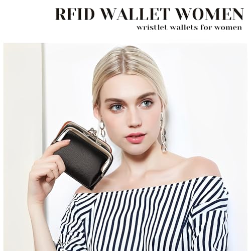 Women's Wristlet Wallet, Card Holder & Coin Purse, Small Change Purse - color: BlackBlack