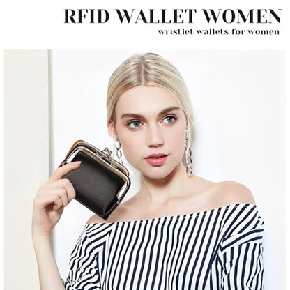 Women's Wristlet Wallet, Card Holder & Coin Purse, Small Change Purse - color: BlackBlack