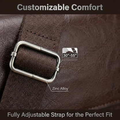 Messenger Bag for Men, 13 inch Purse Crossbody Bag, Waterproof Shoulder Bag for Office Business - color: Brown