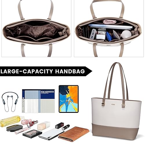 LOVEVOOK Handbags for Women Shoulder Bags Tote Satchel Hobo 3pcs Purse Set - color: Beige/Khaki