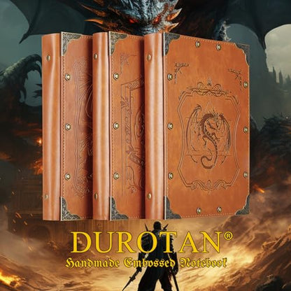 DUROTAN DND Journal Notebook A5 Binder Journal 400 Page | for Dungeons and Dragons D&D Dice Accessories Role Playing Games,Great DND Gifts Men&Women - color: 3-Yellow Brown Cthulhu