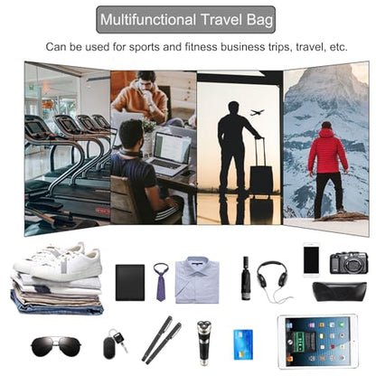 Leather Travel Bag for Men Large Capacity Luggage Duffel Bag with Shoe Compartment, Weekend Handbag for Holiday Business Trip 45cm, Black - color: 45cm-Black