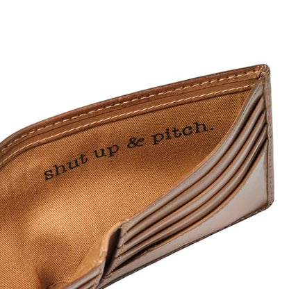 House of Jack Co. Baseball Double ID Bifold Wallet for Men, 2 ID Windows | 10 Card Slots, Full Grain Leather Men's Bifold Wallet, Baseball Wallet, Baseball Fan and Coach Gift, Gift for Men, Brown - style: Baseball Double Id Bifold
