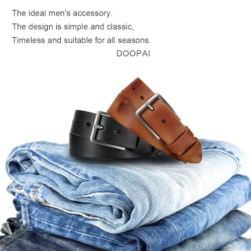 Men's Genuine Leather Casual Belt -Full Grain Leather Belt for Men- 1.5" Handmade Jeans Belt with Gift Box - color: 2pakc Full Grain Belt - 3, size: 42(Fits Waist 40" - 41")