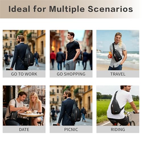 Sling Bag Set, PU Leather Sling Bag, Multi-Zipper Design for Travel, Outdoors, Valentine’s Day Gifts - color: 02-black