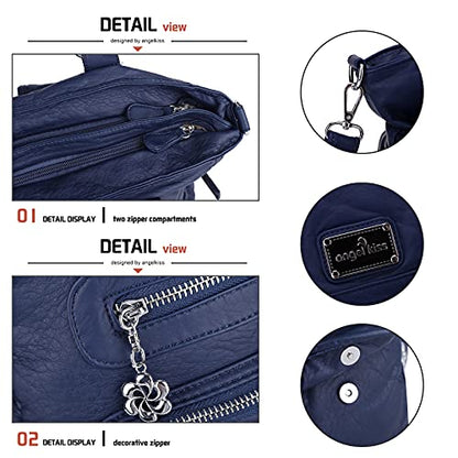 Angel Kiss Large Purses for Women Soft PU Leather Hobo Bag for Women Shoulder Bags - color: Blue