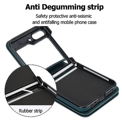 for Samsung Galaxy Z Flip 6 Luxury Zipper Wallet Phone Case, Multi-Function Kickstand Card Holder Adjustable Crossbody Strap, Fashion Flip Case.(Green) - color: Green, size: Samsung Galaxy Z Flip 6