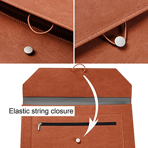 PU Leather A4 File Folder Document Holder 2 Pockets Portfolio Envelope Folder Case with Elastic String 3/4 Inch Expansion (Black&Brown) - color: Black&brown
