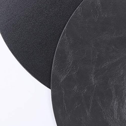 Jovono Set of 4 Round Placemats and Coasters, Faux Leather Table Mats and Desk Coasters, Plate mat Easy to Clean for Round Dining Rable, Diameter 13'' and 3.9'' Gray - color: E Graphite Grey, size: Set of 4