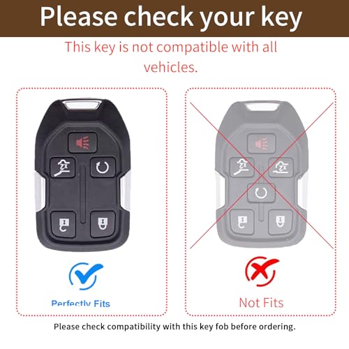 Key Fob Cover for 2019-2023 Sierra,Silverado 1500 2500HD(K-Brown) | Leather Key Case Shell Full Protection,Compatible with Acadia Terrain Yukon Tahoe Smart Remote 5 Buttons - color: K-brown