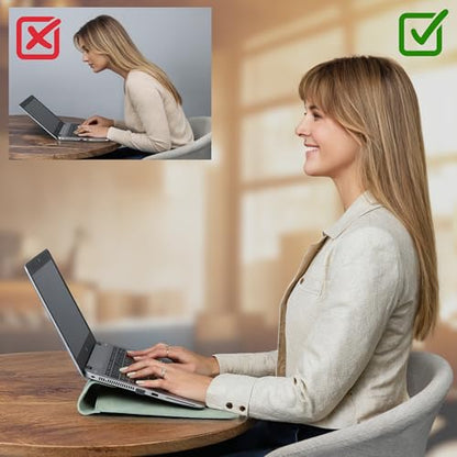 Genuine Leather Laptop Sleeve 13-14 Inch, Padded Full Grain Leather Case with Built-in Stand - Mint Green, Compatible with MacBook Air, MacBook Pro, Dell, HP, Lenovo - color: Mint Green, size: For 13” - 14” Laptops