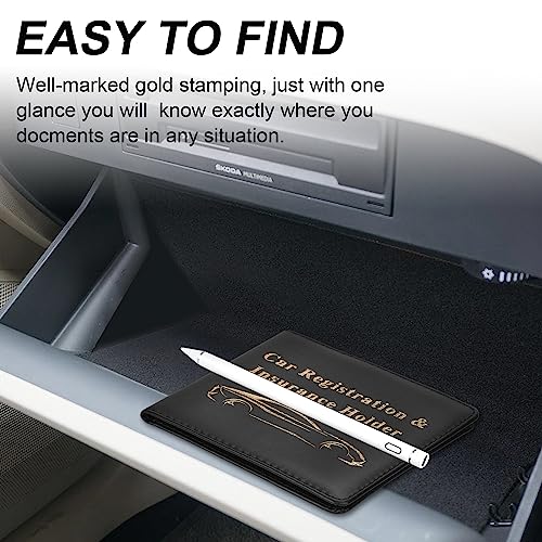 Car Registration and Insurance Holder, Glove Box Organizer, Black | Vehicle Car Accessories Women Wallet Case for Cards, Essential Document, Driver License - color: Small Black