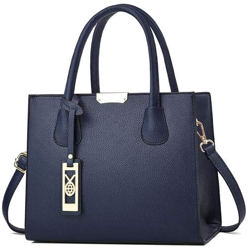 CHICAROUSAL Crossbody Purses and Handbags for Women PU Leather Tote Shoulder Bags Top Handle Satchel - color: Liz Navy Blue