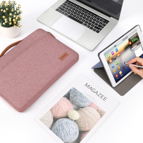 DOMISO 15.6 inch Laptop Case Sleeve Protective Cover Compatible with 16 inch MacBook Pro M4 M3 M2/Pro Max,15.6-16 inch HP Dell ASUS Lenovo Chromebook,Waterproof Computer Cases Bag with Handle,Pink - color: Pink, size: 15.6"