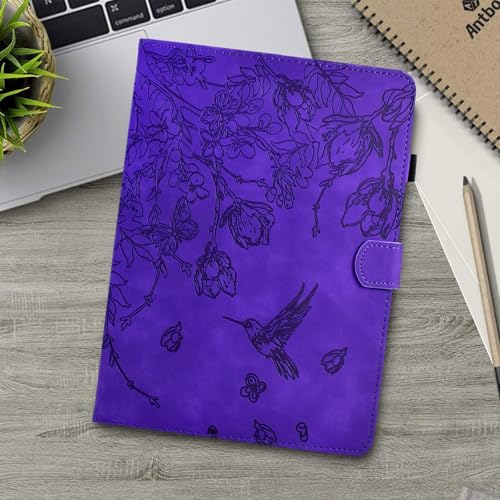 Case for Kindle Fire HD 8 & 8 Plus (12th/10th Generation 2024/2022/2020) | Embossed Hummingbird PU Leather Flip Folio Stand Cover, Auto Wake/Sleep with Card Slot for Kindle Fire HD 8/8 Plus, Purple - color: A6 Purple
