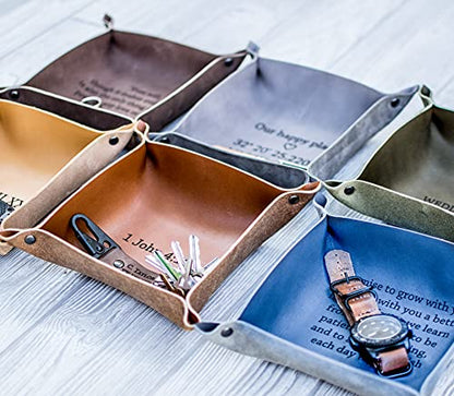 Personalized Leather Valet Tray and Catchall, Handmade in the USA, Gift Idea for Him