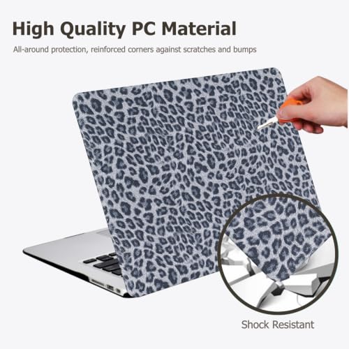 Case for MacBook Air 13 inch M5 2026-2022 M4 M3 M2 A3449 A3240 A3113 A2681 | Sparkly Leopard MacBook Air 13.6 Case, Glitter Cheetah Spots PU Leather Logo Cutout Case for Mac Book Air 13.6+Keyboard Cover - color: Black