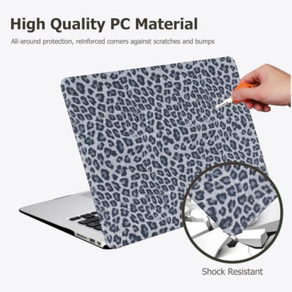 Case for MacBook Air 13 inch M5 2026-2022 M4 M3 M2 A3449 A3240 A3113 A2681 | Sparkly Leopard MacBook Air 13.6 Case, Glitter Cheetah Spots PU Leather Logo Cutout Case for Mac Book Air 13.6+Keyboard Cover - color: Black