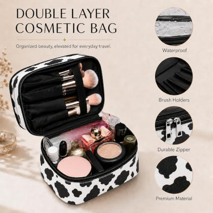 3PCS PU Leather Makeup Bag, Large Travel Cosmetic Pouch, Cute Toiletry Organizer for Women, Set of 3 - color: White-3pc