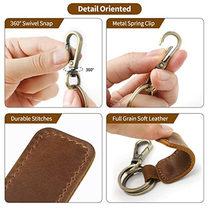 Jack&Chris Genuine Leather Car Keychain, Universal Key Fob Keychain, Leather Key Chain Holder for Men and Women, JC306 - color: Brown*5