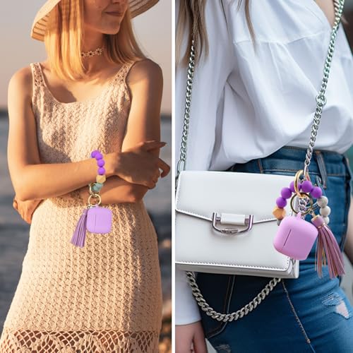 KOUJAON Compatible with AirPods 4 Case Cover, Soft Silicone Protective Cover with Bracelet Keychain, Compatible with Apple AirPods 4th Generation Wireless Earbuds (Light Purple) - color: Light Purple