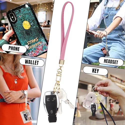 Wristlet Keychain Wallet for Women Slim Rfid Blocking Credit Card Holder Wristlet Zip Id Case Wallet Small Compact Leather Wallet Coin Purse for Women (Pink) - color: Pink