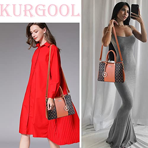 KURGOOL Women Purses and Handbags Top Handle Satchel Shoulder Bags Messenger Tote Bag for Ladie - color: Brown