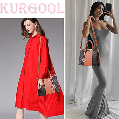 KURGOOL Women Purses and Handbags Top Handle Satchel Shoulder Bags Messenger Tote Bag for Ladie - color: Brown