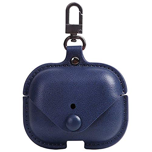 Genuine Leather Case Compatible with AirPods Pro Case 2nd/1st Gen (2023/2022/2019), VOMA Protective Cover for Apple AirPods Pro 2/Pro Wireless Charging Case with Keychain and Snap Lock Navy - color: #Navy