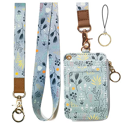 bolimoss Lanyard with Wallet,Zip ID Case with Lanyard,Lanyard Badge Holder,Lanyard Wallet for Women,Fashion Lanyard Wallet, ID Case Wallet with Lanyard（ Light Blue Gray ） - color: Light Blue Gray