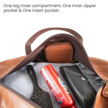 Leather Duffle Gym Sports Bag For Men Women 'The GoalGear' Carry all Luggage Hold all Travel Overnighter Weekender Bag (With Strap)