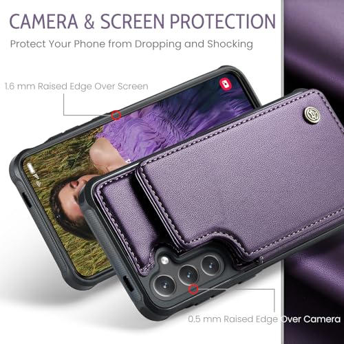 Kowauri for Samsung Galaxy S25 FE Case, PU Leather Wallet Case for Women Men with RFID Blocking Card Holder Slot Magnetic Closure Shockproof Protective Phone Cover for Samsung Galaxy S25 FE (Purple) - color: Purple