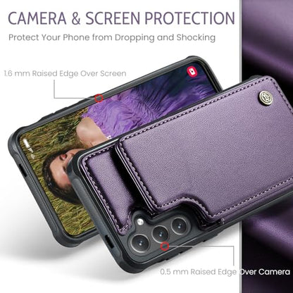 Kowauri for Samsung Galaxy S25 FE Case, PU Leather Wallet Case for Women Men with RFID Blocking Card Holder Slot Magnetic Closure Shockproof Protective Phone Cover for Samsung Galaxy S25 FE (Purple) - color: Purple