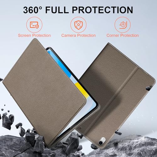 Leather Folio for iPad Air 11" M4/M3/M2 & 10.9" 5th/4th, Gray Brown | 2026-2024 & 2022-2020, Shockproof Smart Cover, Auto Wake/Sleep, Adjustable Stand, NOT for iPad 10th Gen - color: Gray brown