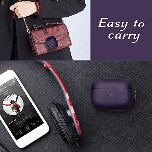 JIELIELE Upgrade Cover Compatible with Airpods Pro Case, Leather Texture Full-Body Protective Case Cover Compatible with Airpods Pro,Wireless Charging and Front LED Visible (Burgundy) - color: E-Purple, size: Airpods Pro 1 Case