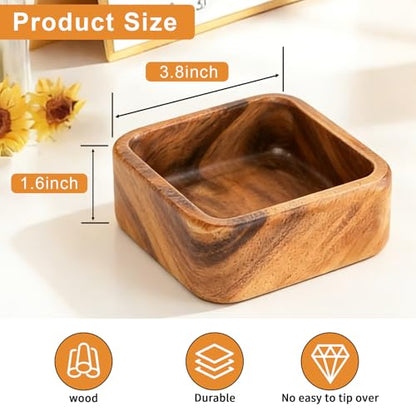 Ring Holder, Square Wooden Jewelry Tray, Small Jewelry Dish for Women and Men, Trinket Holder