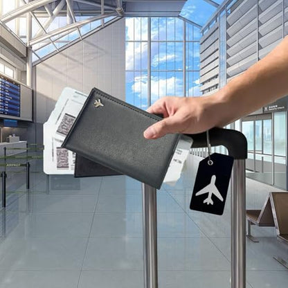 Pilot Wallet Passport Holder RFID Blocking Nappa Leather Travel Wallet, Stylish Travel Companion for Aviation Professionals (Black) - color: Black