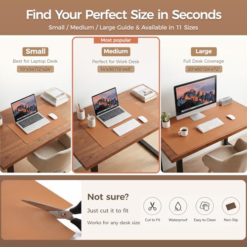 1.6mm Thick Leather 15x72 Inch Non-Slip Mat, Waterproof Countertop Protector, Extended Dresser Topper/Kitchen Counter Mat, Caramel Brown - color: Caramel Brown, size: 15" x 72"