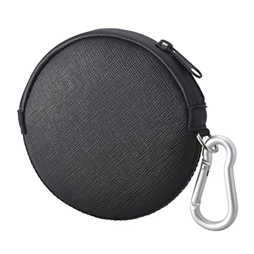 Mini Round Coin Purse with Clip on, Lightweight Waterproof Zipper Pouch for Earbuds, Keys, Coins, Compact Travel Storage Case for Women & Men, Xmas Gift [ Black ] - color: Black