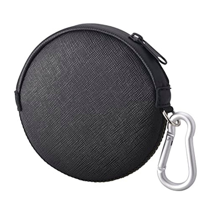 Mini Round Coin Purse with Clip on, Lightweight Waterproof Zipper Pouch for Earbuds, Keys, Coins, Compact Travel Storage Case for Women & Men, Xmas Gift [ Black ] - color: Black