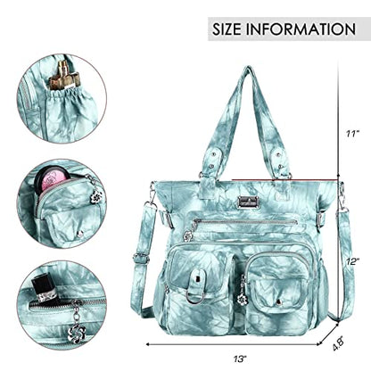 Angel Kiss Large Purses for Women Soft PU Leather Hobo Bag for Women Shoulder Bags - color: 10#blue Green