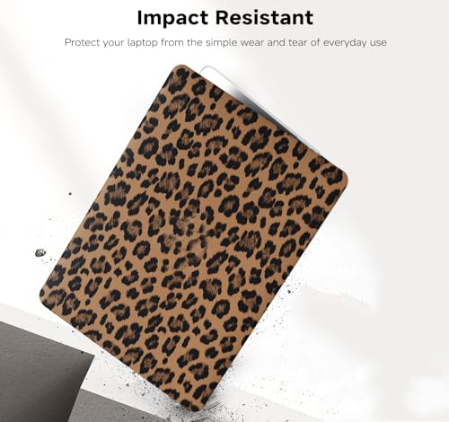 for MacBook Air 13 inch Case 2022-2018 M1,Leopard Brown | Leather Textured Hard Shell,With Keyboard Cover, Anti-Fingerprint, Anti-Scratch，Slim,Lightweight - color: Leopard Brown, size: 2018-2022 Macbook Air 13 inch M1 A2337