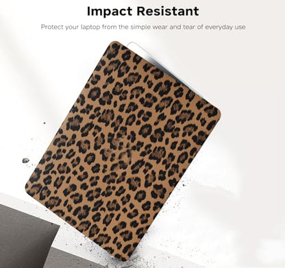 for MacBook Air 13 inch Case 2022-2018 M1,Leopard Brown | Leather Textured Hard Shell,With Keyboard Cover, Anti-Fingerprint, Anti-Scratch，Slim,Lightweight - color: Leopard Brown, size: 2018-2022 Macbook Air 13 inch M1 A2337