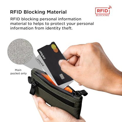 ALPAKA Zip Pouch Pro Slim RFID Blocking Zipper Wallet | Mens EDC Pouch with YKK Zippers, Multi-tool Slot, Holds 4-12 Cards, Compatible with HUB Accessories, Weatherproof Fabrics - color: Dark Green