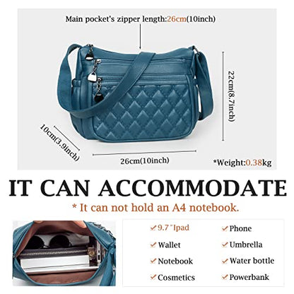 Crossbody Purse for Women Ladies Soft PU Leather Shoulder Bag Medium Roomy Handbag Fashion Tote Top Handle Satchel - color: 8963-lake Blue