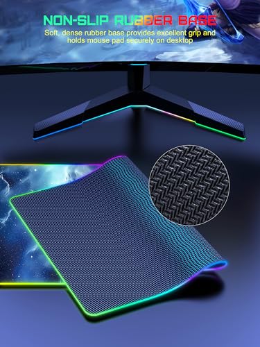 5-in-1 RGB Mouse Pad with 15W Wireless Charging, Keyboard Pad for Desk | 31.5” x 15.8” XXL Large Desk Mat, Gaming Mousepad with Ultra Smooth Surface & Non-Slip Rubber Base, Easy to Clean, Waterproof - color: Upgraded Rgb - Blue Nebula With Adapter
