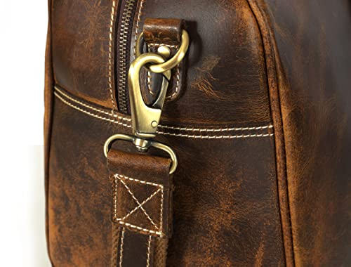 Leather Travel Duffel Bag | Gym Sports Bag Airplane Luggage Carry-On Bag | Gift for Father's Day By Aaron Leather Goods - color: Tan