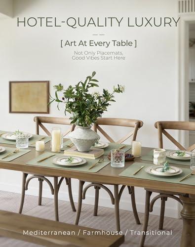 Leetaltree Reversible Faux Leather Placemats Set of 8, 12x17 Inch, Heat Resistant Waterproof Non-Slip Table Mats for Dining Kitchen, Mint Green - color: Mint Green, size: 8 Pack